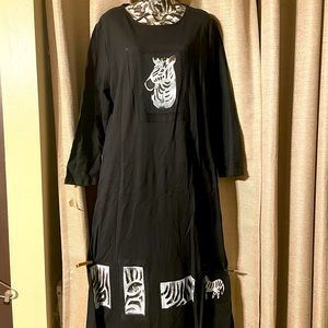 Hand Painted Long Zebra Dress Sz S limited edition